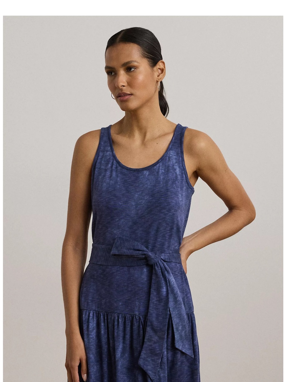 Lauren by Ralph Lauren Printed Belted Jersey Tiered Dress - Picture 1 of 7